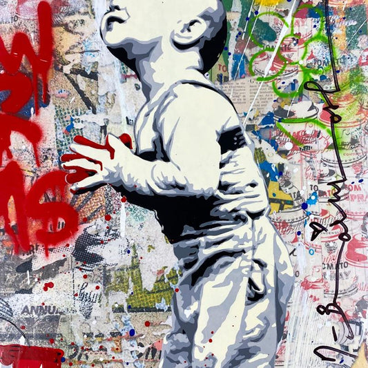 Mr Brainwash, "Not Guilty, 2024" Framed Mixed Media Original, Hand Signed with Certificate of Authenticity.