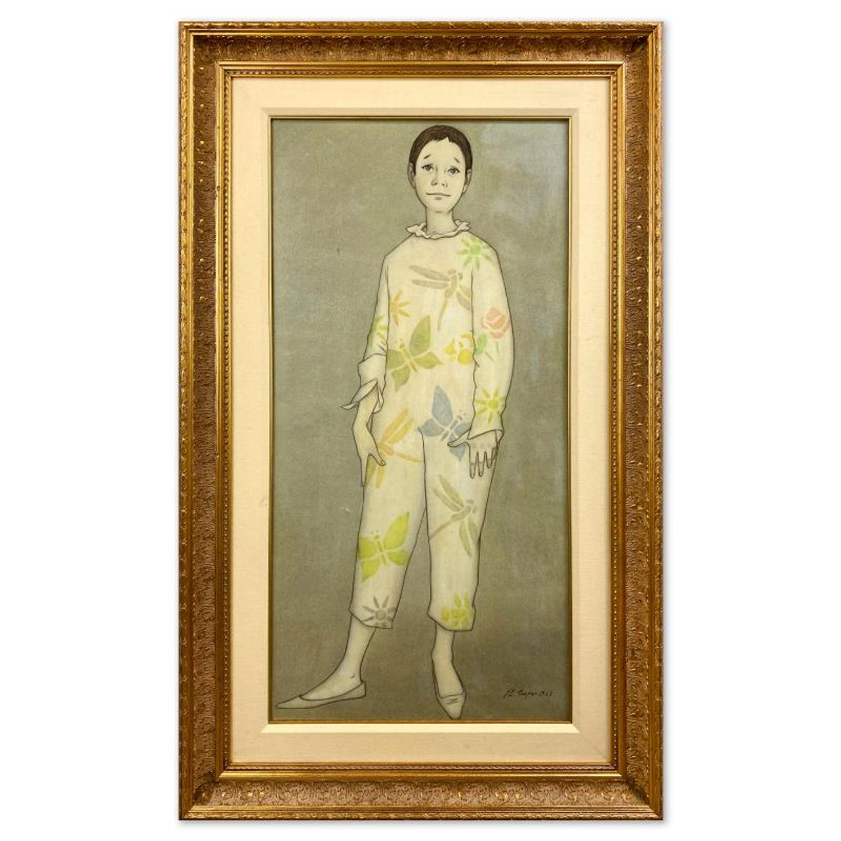 Philippe Noyer (1917-1985), "Portrait" Framed Original Oil Painting on Canvas, Dated (1963) Hand Signed with Letter of Authenticity.