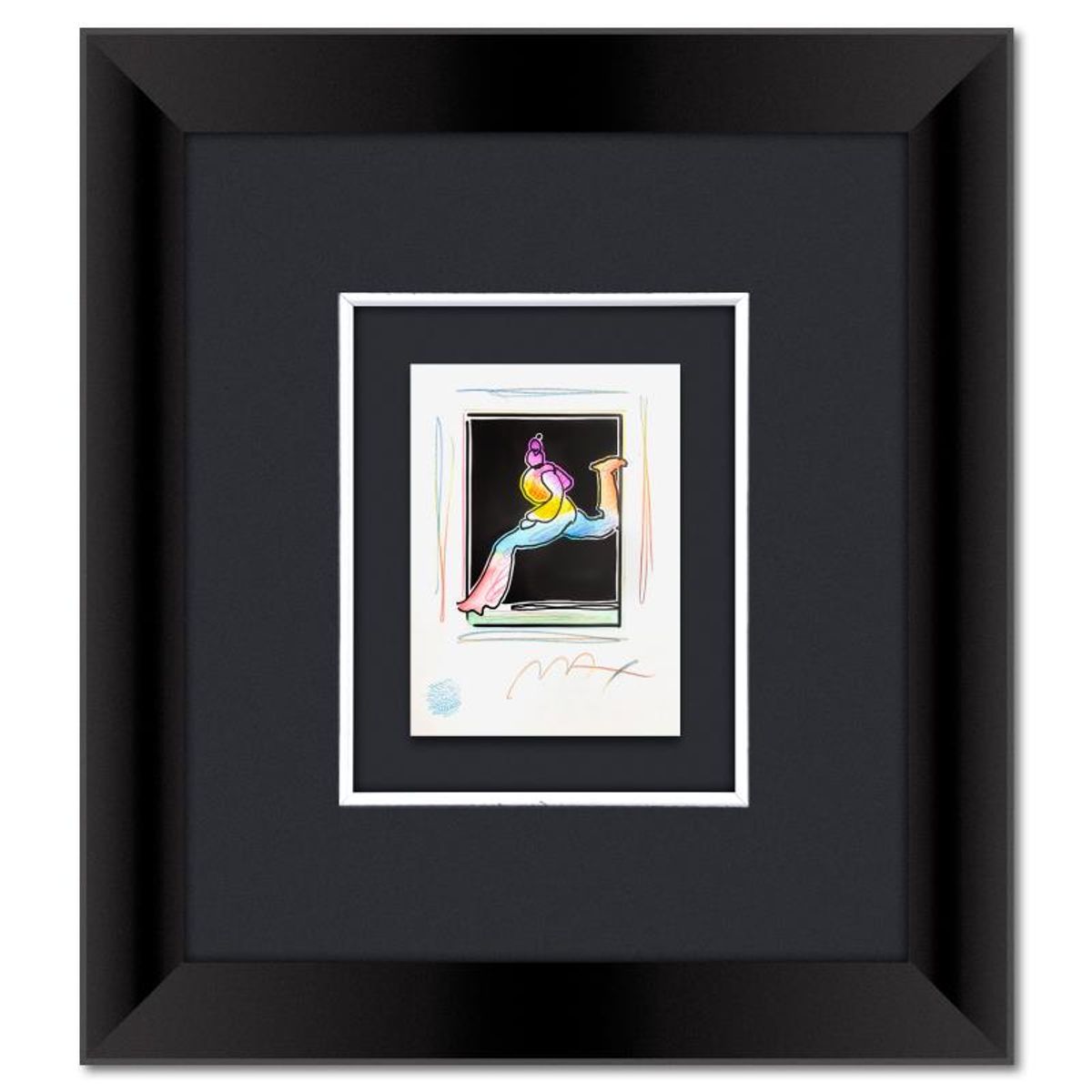 Peter Max, Framed One-of-a-Kind Mixed Media, Hand Signed with Registration Number Certifying Authenticity