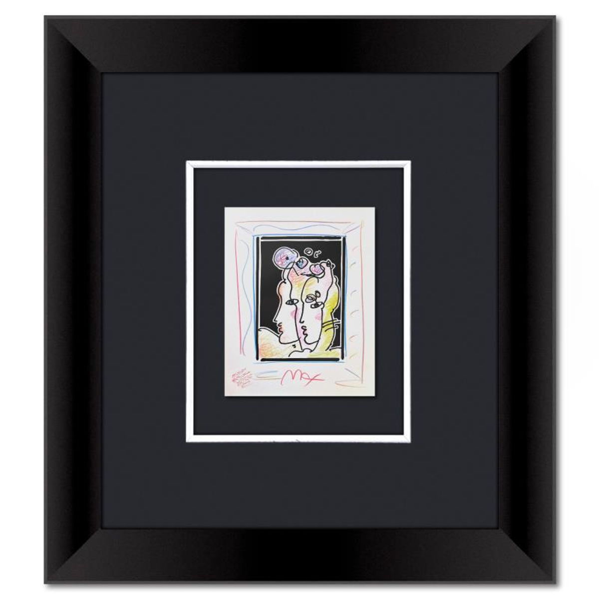 Peter Max, Framed One-of-a-Kind Mixed Media, Hand Signed with Registration Number Certifying Authenticity.