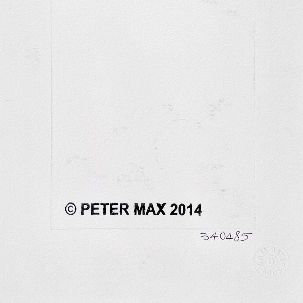 Peter Max, Framed One-of-a-Kind Mixed Media, Hand Signed with Registration Number Certifying Authenticity.