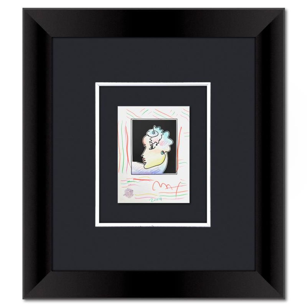 Peter Max, Framed One-of-a-Kind Mixed Media, Hand Signed with Registration Number Certifying Authenticity.