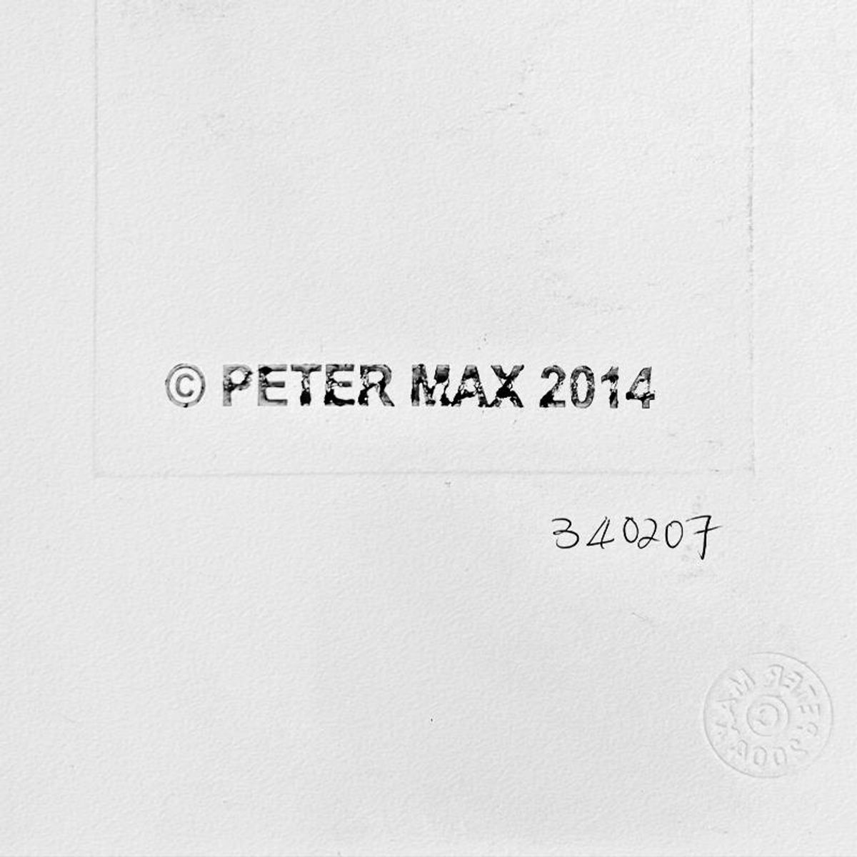 Peter Max, Framed One-of-a-Kind Mixed Media, Hand Signed with Registration Number Certifying Authenticity.