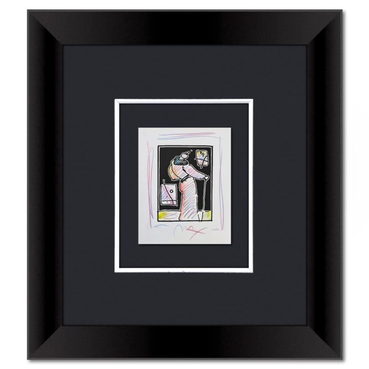 Peter Max, Framed One-of-a-Kind Mixed Media, Hand Signed with Registration Number Certifying Authenticity.