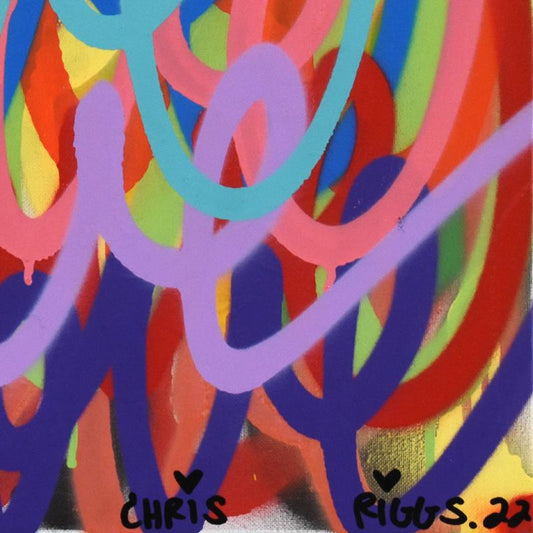 Chris Riggs, "Love" Framed Original Spray Paint Painting on Canvas, Hand Signed with Letter of Authenticity.