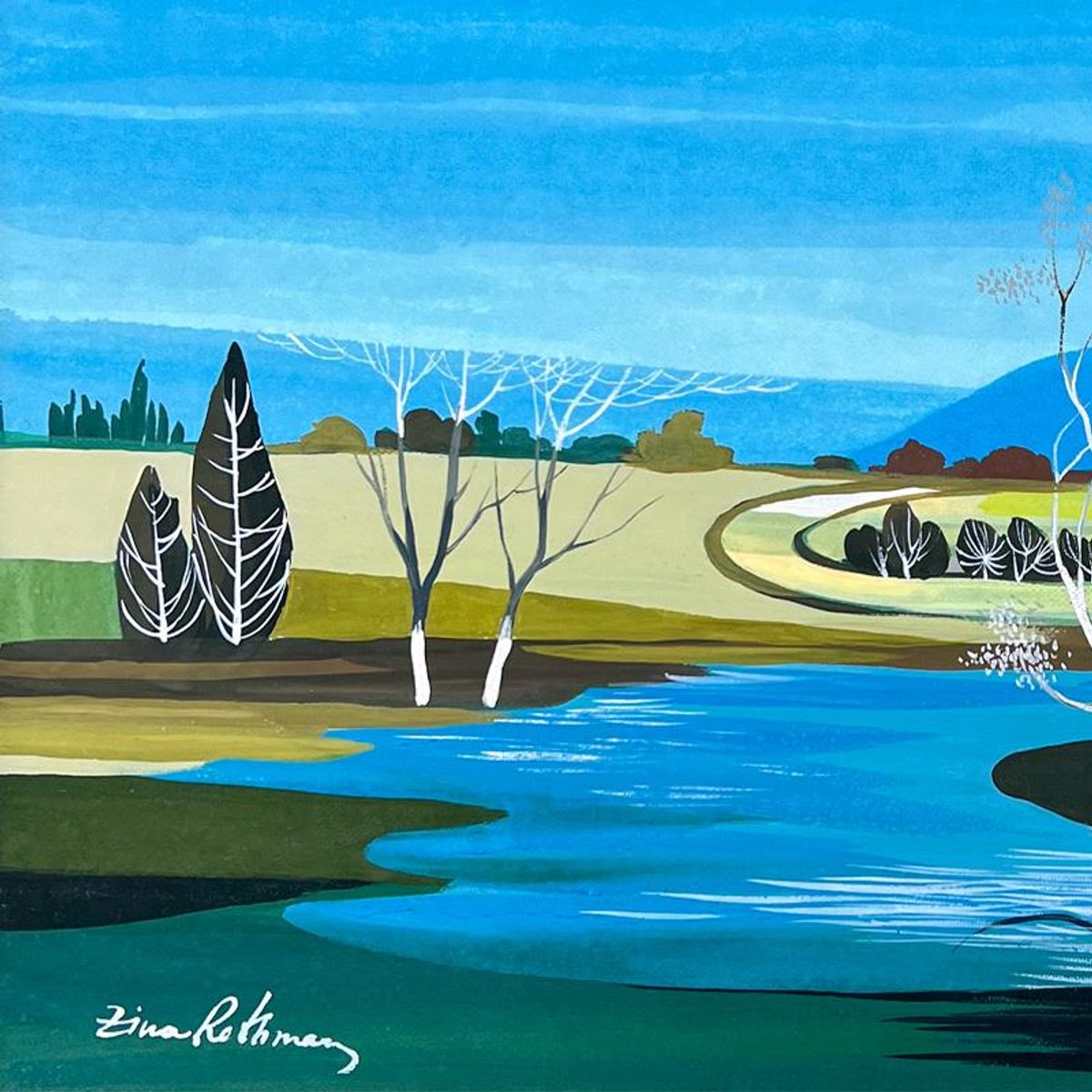 Zina Roitman, Hand Signed Original Painting with Letter of Authenticity.