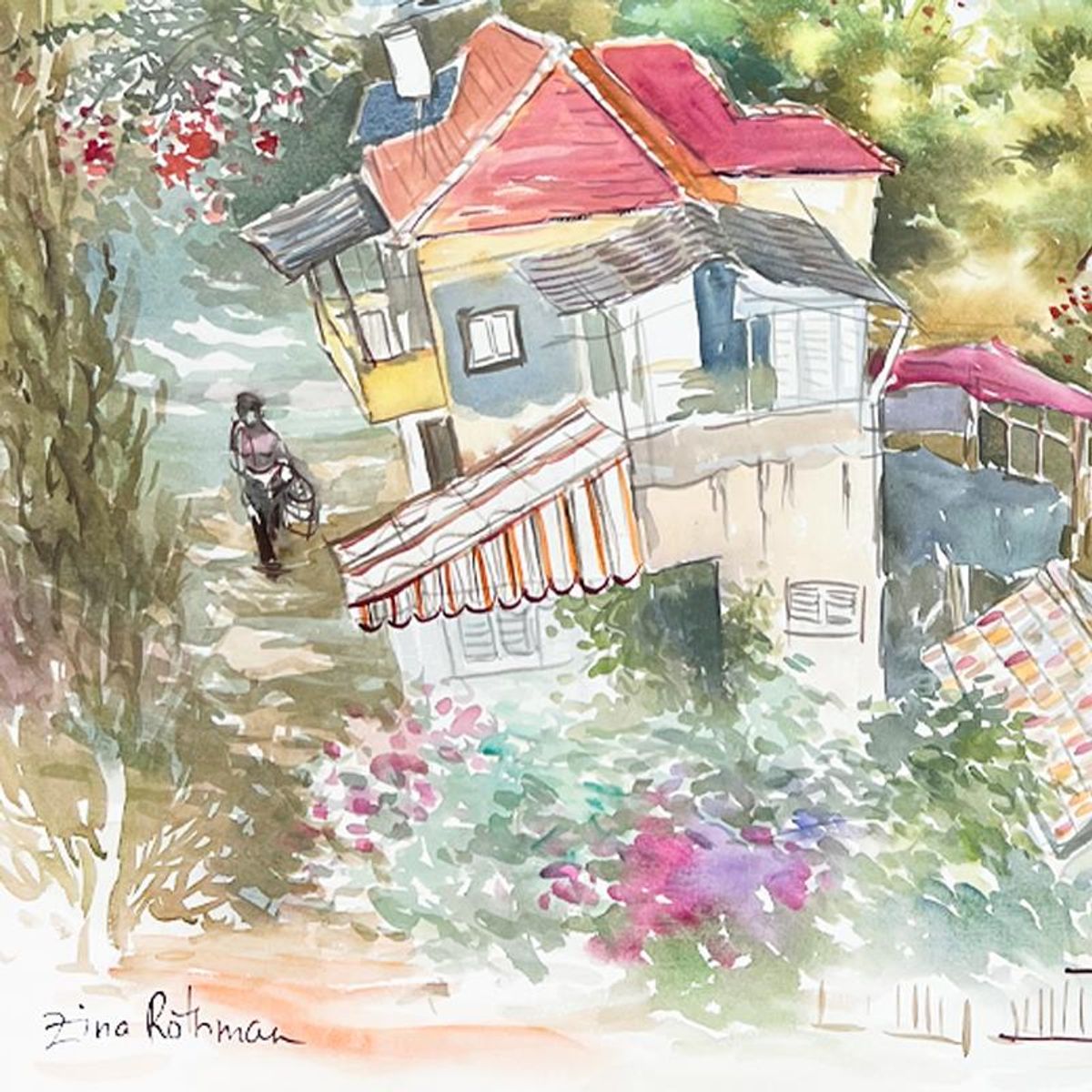 Zina Roitman, Hand Signed Original Painting with Letter of Authenticity.