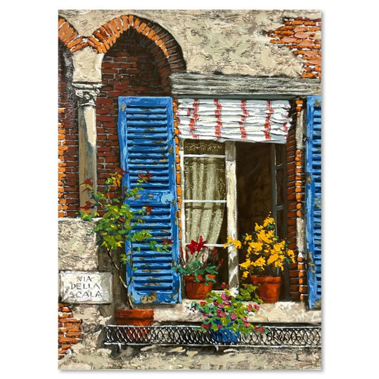 Viktor Shvaiko, "Windows of Italy" Hand Embellished Limited Edition Printer's Proof on Canvas, Numbered and Hand Signed with Letter of Authenticity.