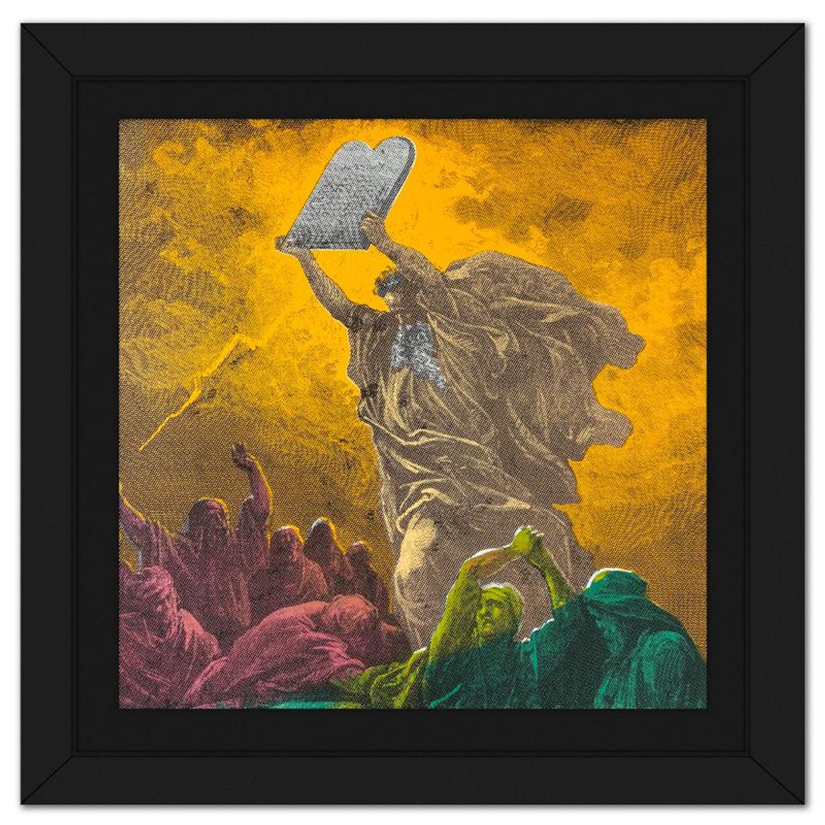 Steve Kaufman (1960-2010), "Moses & the Ten Commandments" Framed Hand Embellished Limited Edition Silscreen, Numbered AP 4/50 Inverso and Hand Signed with Letter of Authenticity