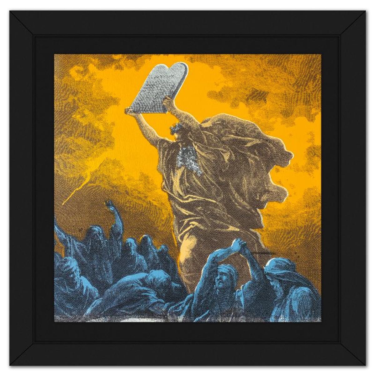 Steve Kaufman (1960-2010), "Moses & the Ten Commandments" Framed Hand Embellished Limited Edition Silscreen, Numbered AP 23/50 Inverso and Hand Signed with Letter of Authenticity