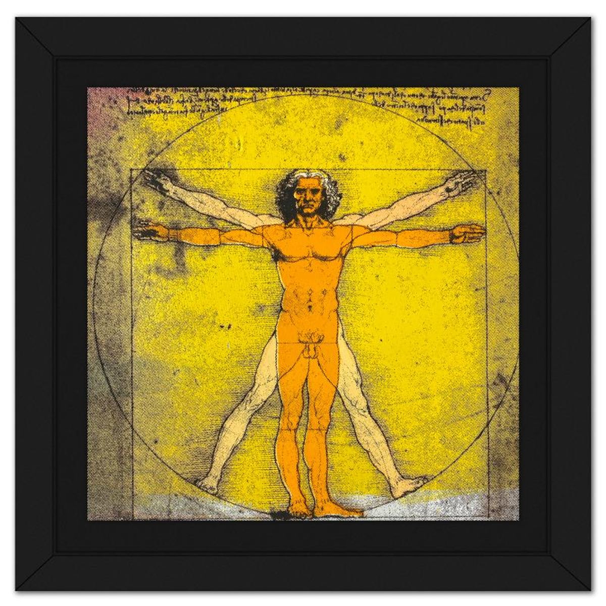 Steve Kaufman (1960-2010), "Vitruvian Man" Framed Hand Embellished Limited Edition Silscreen, Numbered 21/50 Inverso and Hand Signed with Letter of Authenticity