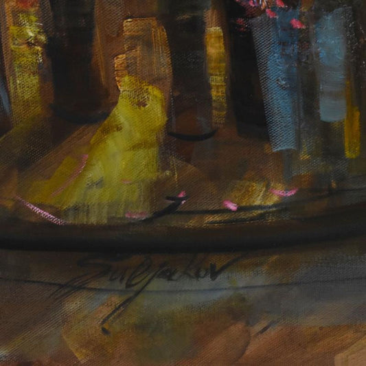 Vadik Suljakov, "Parisian Evening" Original Oil Painting on Canvas, Hand Signed with Letter of Authenticity.