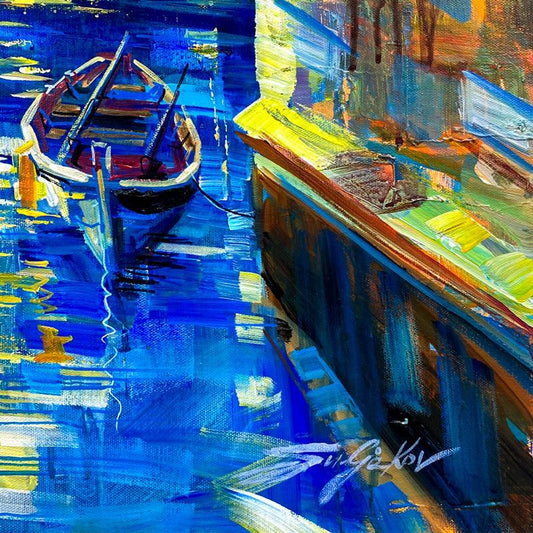 Vadik Suljakov, "Dreaming of Venice" Original Oil Painting on Canvas, Hand Signed with Letter of Authenticity.