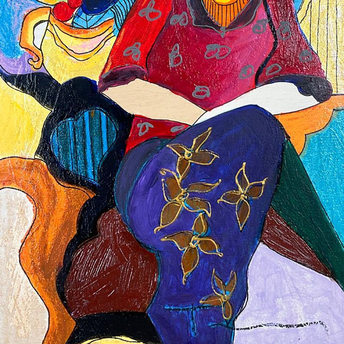 Itzchak Tarkay (1935-2012), "Memorie" Framed One-of-a-Kind Mixed Media Over Paint on Wood, Hand Signed with Letter of Authenticity