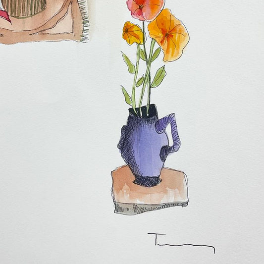 Itzchak Tarkay (1935-2012), Original Mixed Media Watercolor Painting on Paper, Hand Signed with Letter of Authenticity