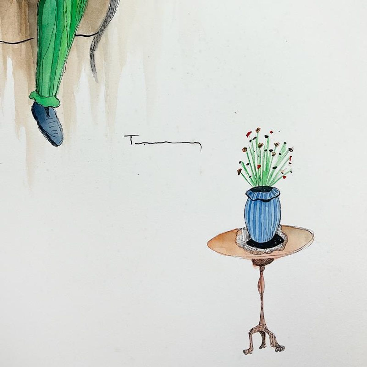 Itzchak Tarkay (1935-2012), Original Mixed Media Watercolor Painting on Paper, Hand Signed with Letter of Authenticity