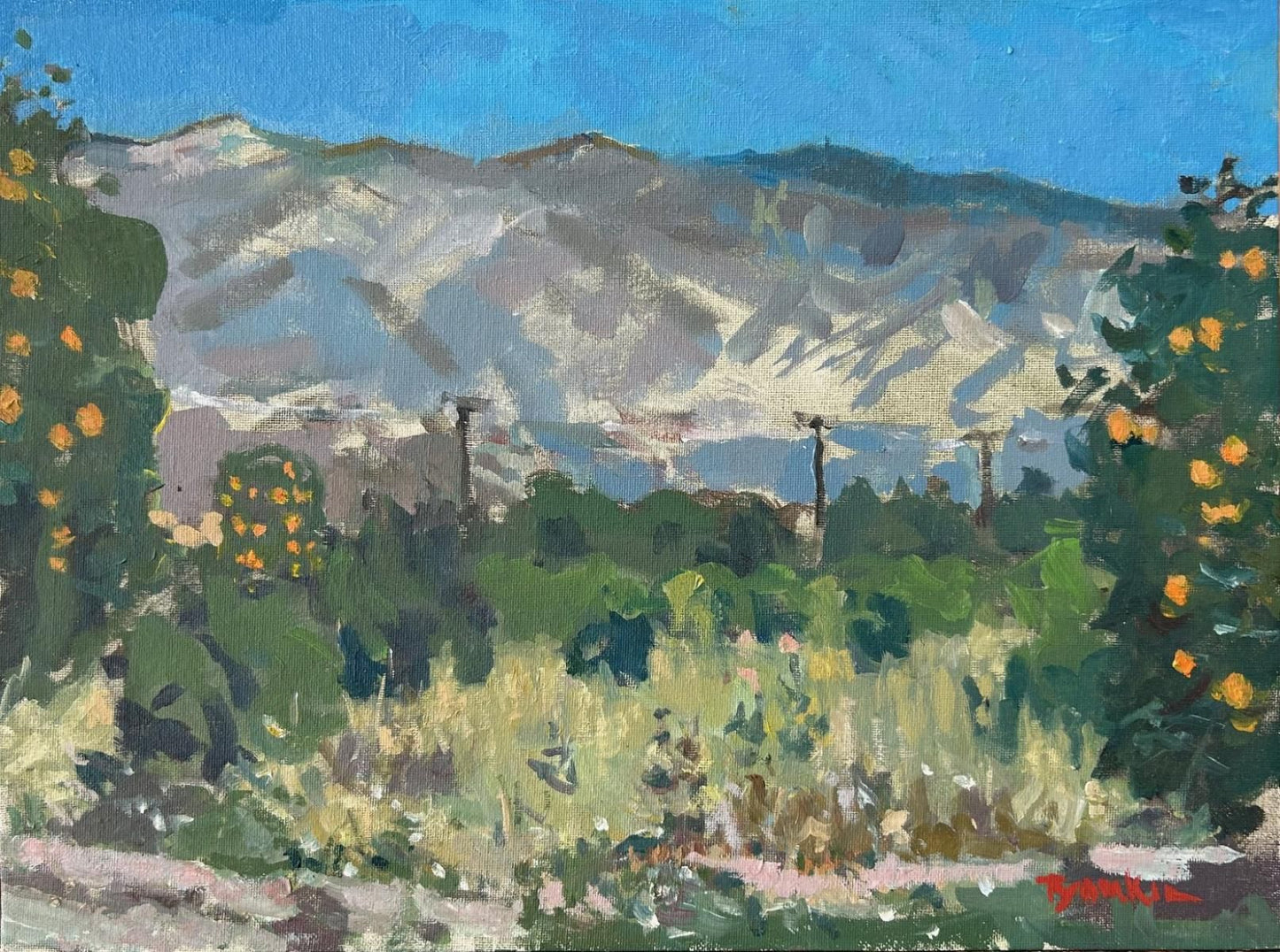 Boris Tyomkin- Original oil on board "Orange Grove. Ojai"