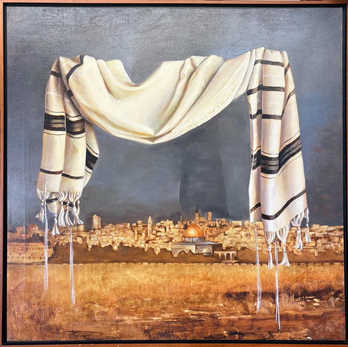 Conchita- Embellished giclee on canvas "Tallit Over Jerusalem"