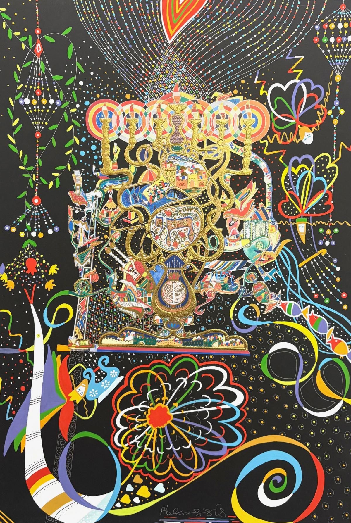 Raphael Abecassis- Original painting mixed media on panel
