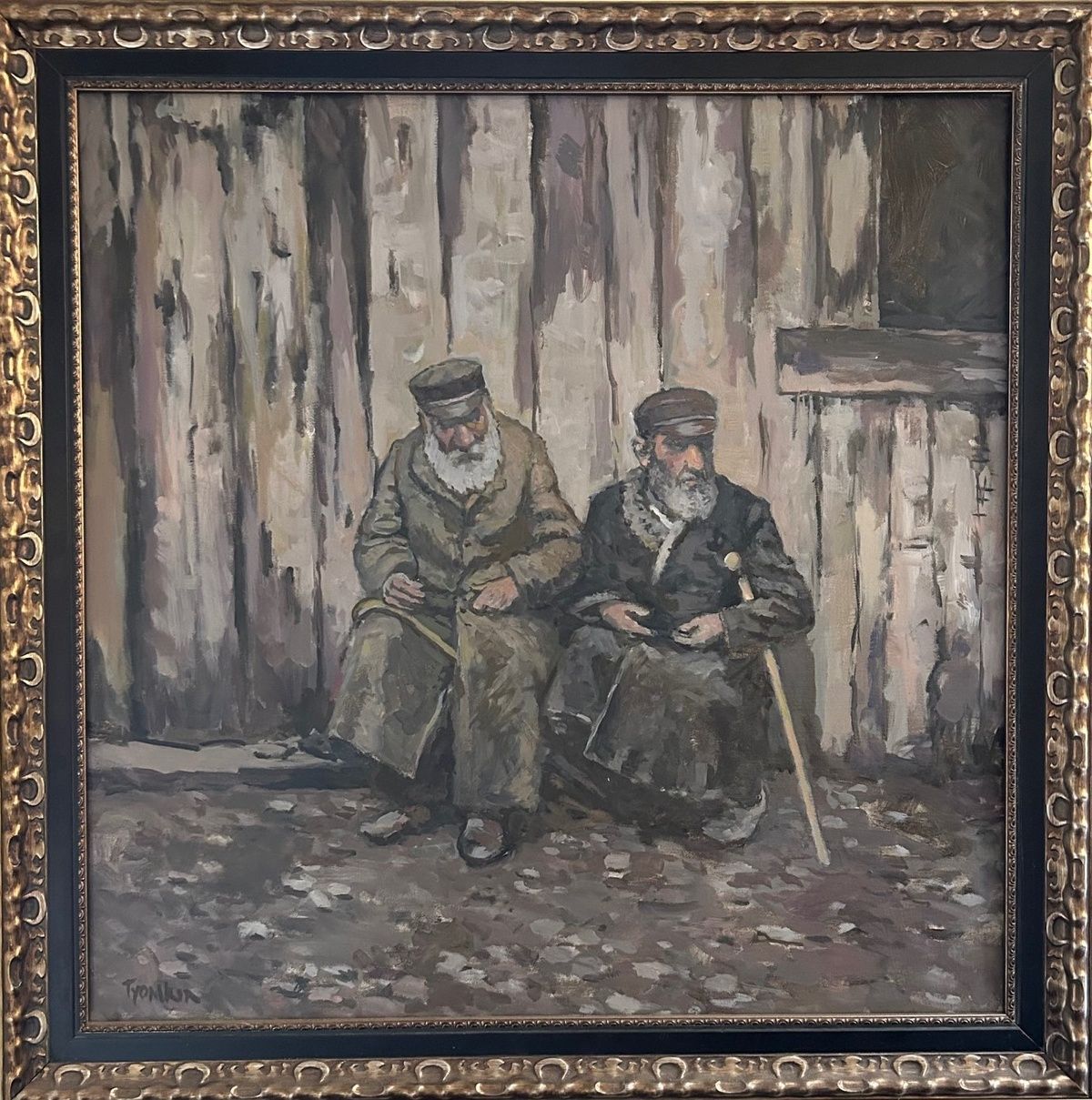 Toymkin- Oil on canvas "Two Poor Jews"