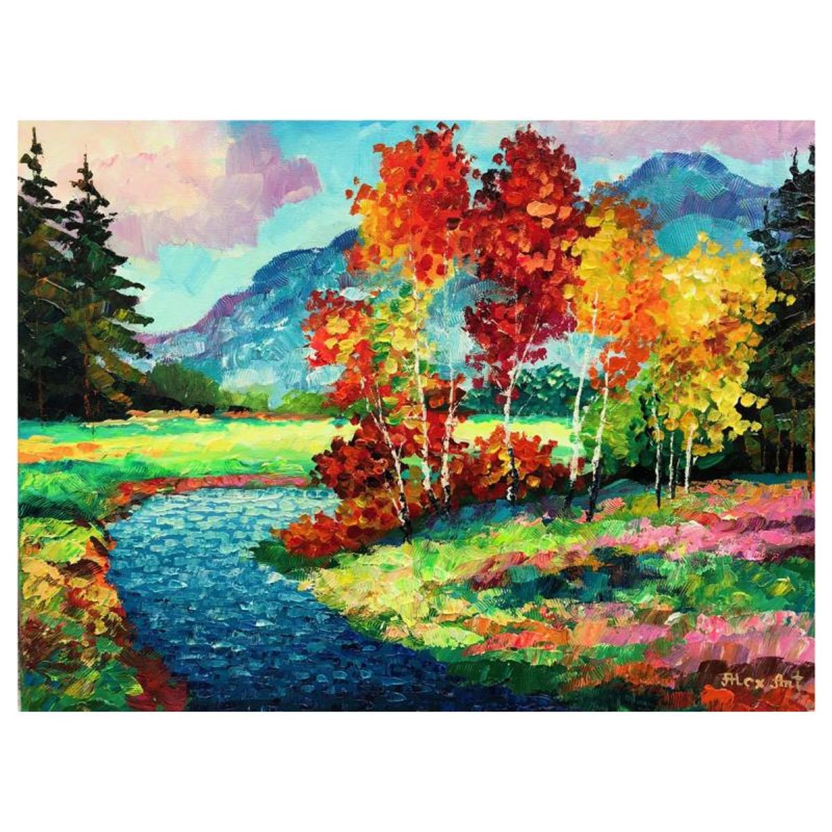 Alexander Antanenka, "Autumn Is Here" Original Painting on Canvas, Hand Signed with Letter of Authenticity.