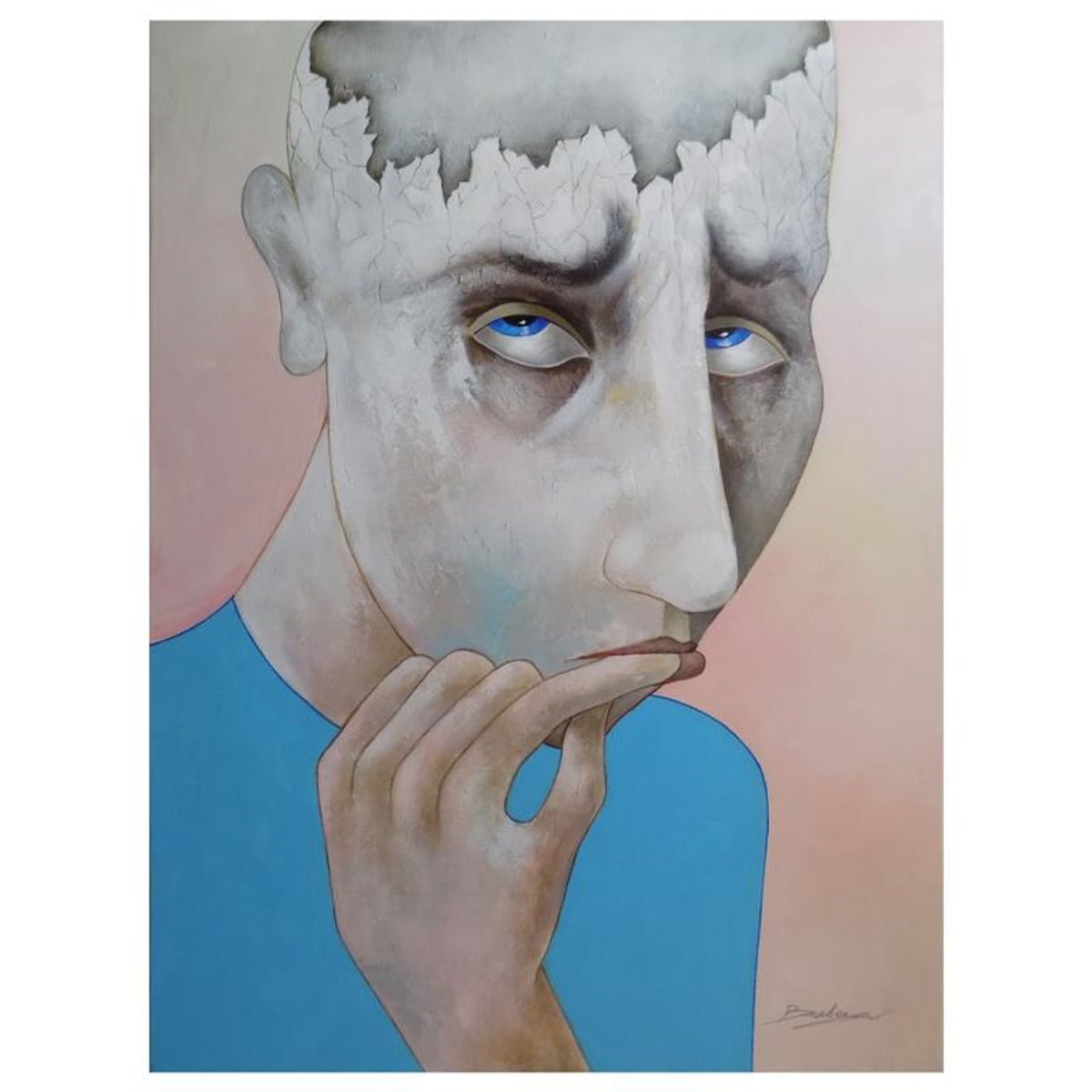 Berberyan, "The Intelectual" Hand Signed Original Painting on Canvas with Letter of Authenticity.