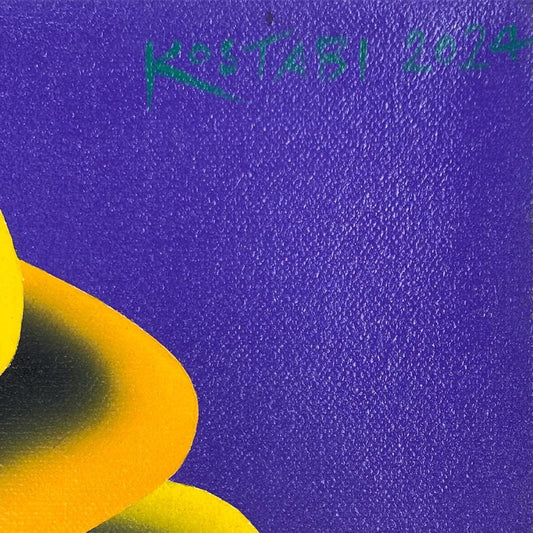 Mark Kostabi, "Twilight" Framed Original Oil Painting on Canvas, Hand Signed with a Certificate of Authenticity.