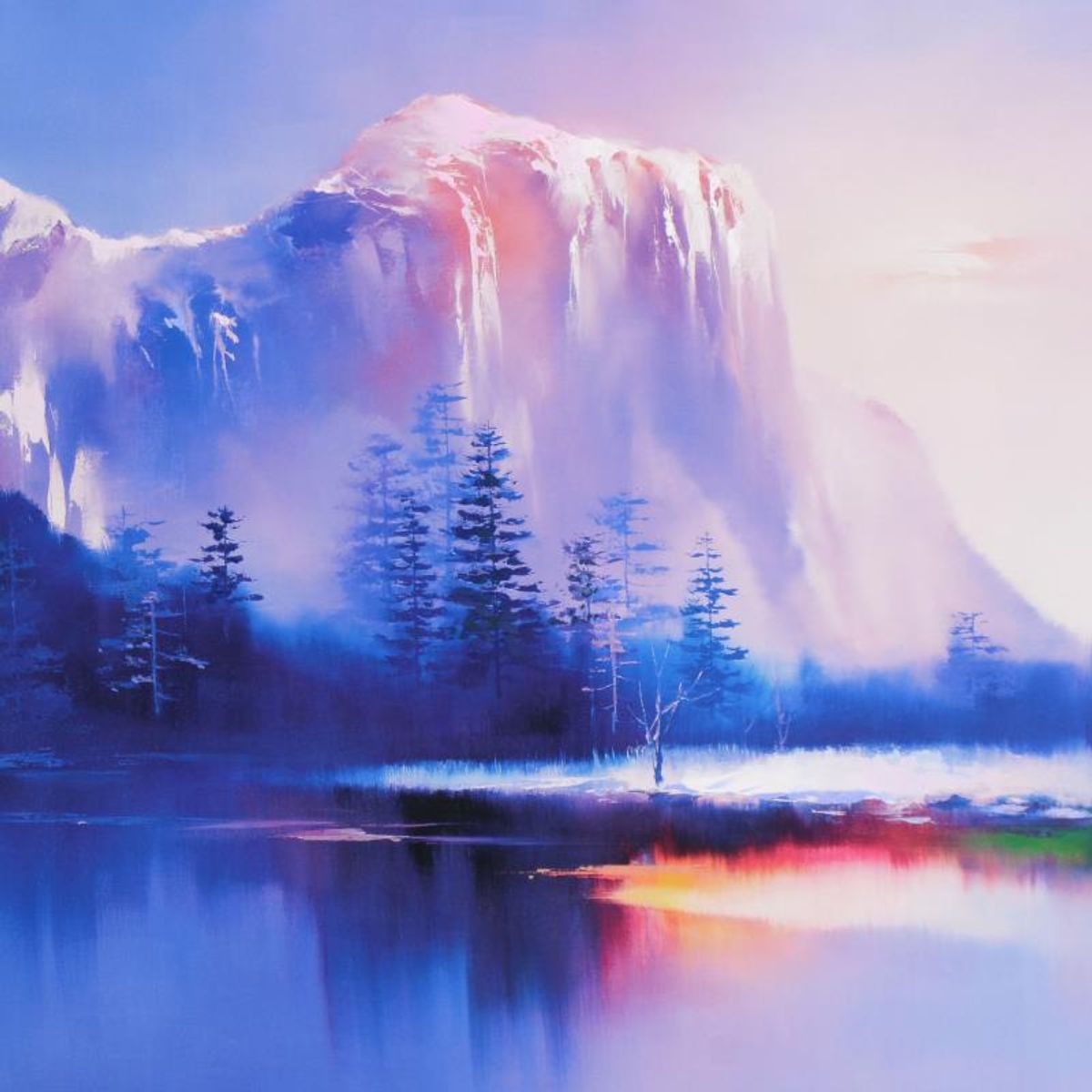 H. Leung, "Glacier Lake" Limited Edition on Canvas, Numbered and Hand Signed with Letter of Authenticity.