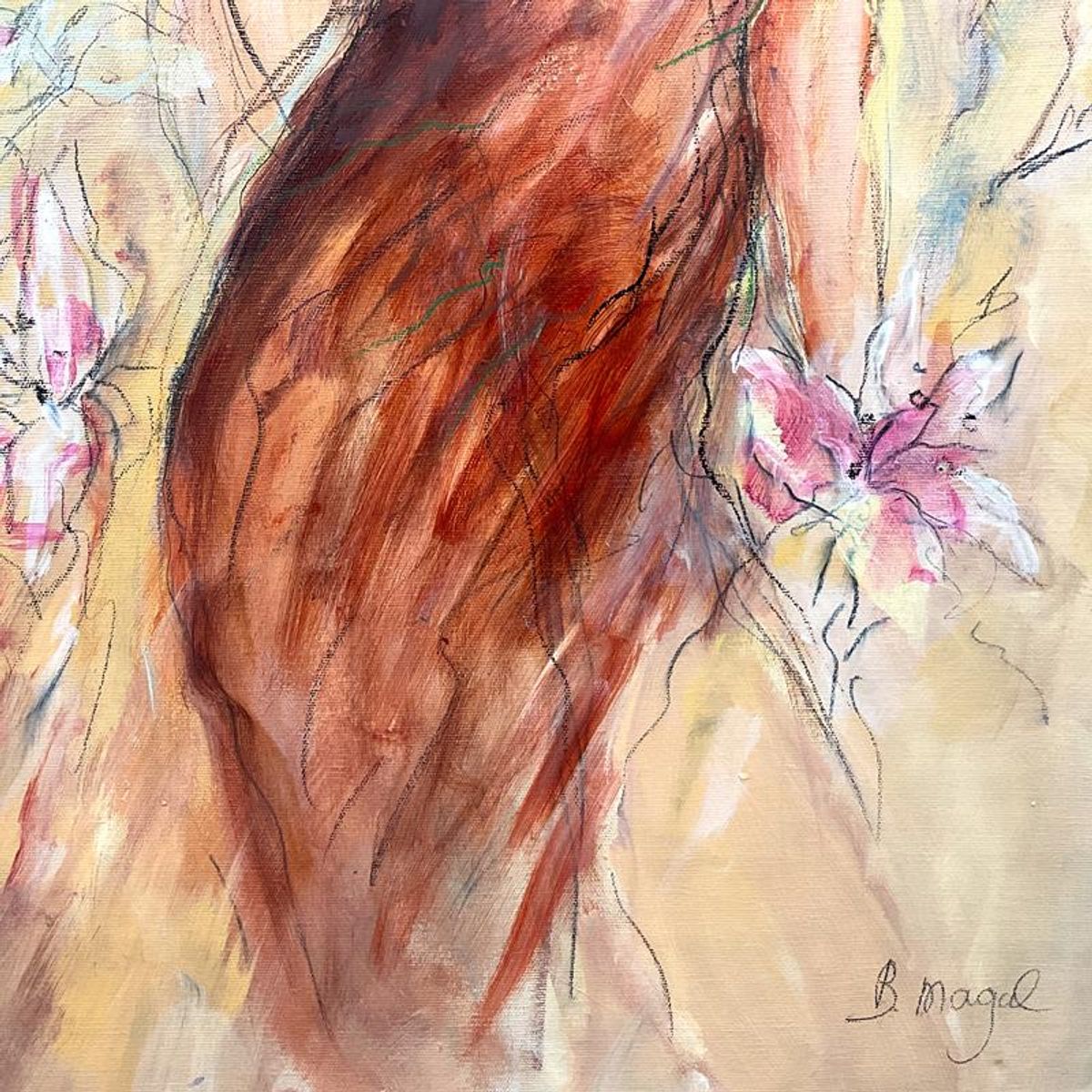 Batia Magal, Original Acrylic Painting on Canvas, Hand Signed with Letter of Authenticity.