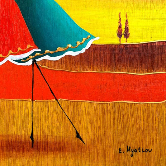 Ester Myatlov Hand Signed Original Painting on Wood Panel with Letter of Authenticity.