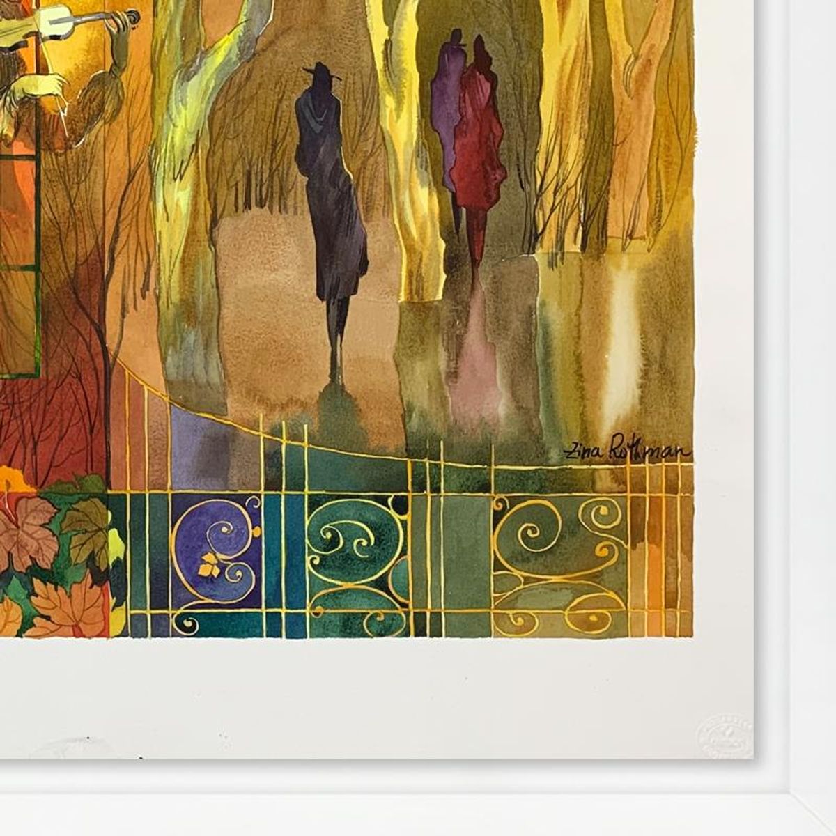 Zina Roitman, Framed Hand Signed Original Painting with Letter of Authenticity.