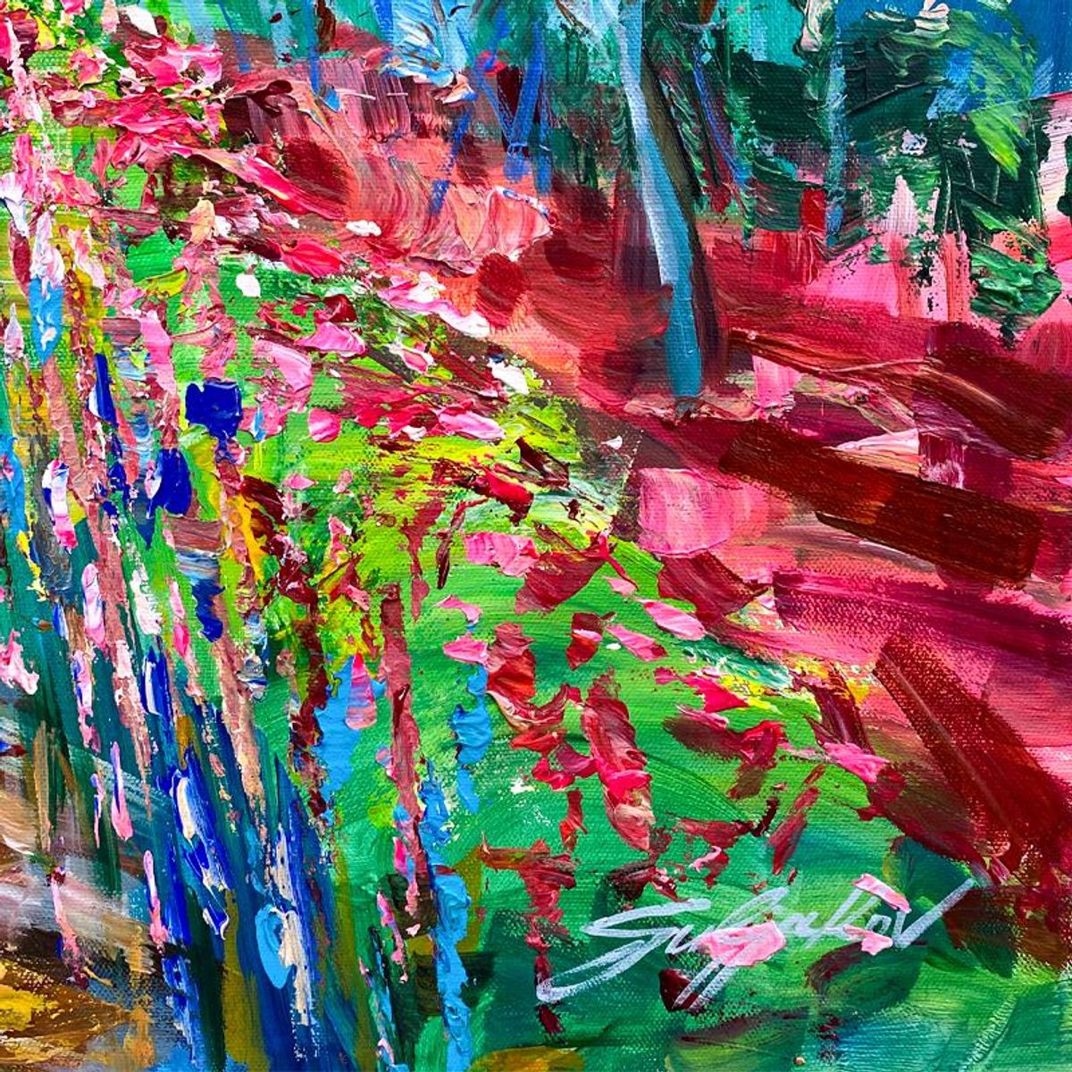 Vadik Suljakov, "Romance at the Villa" Original Oil Painting on Canvas, Hand Signed with Letter of Authenticity.