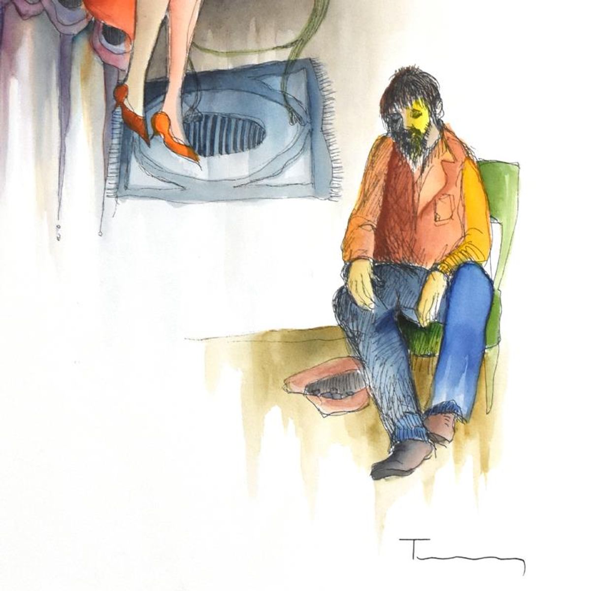 Itzchak Tarkay (1935-2012), Original Mixed Media Watercolor, Hand Signed with Certificate of Authenticity.