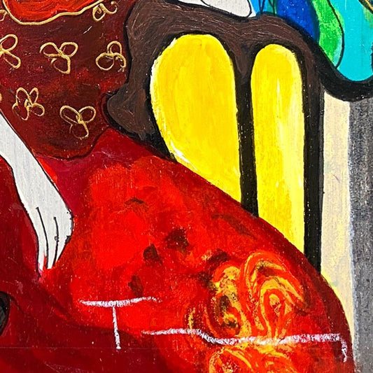 Itzchak Tarkay (1935-2012), "Tranquility" One-of-a-Kind Mixed Media Over Paint on Wood, Hand Signed with Letter of Authenticity