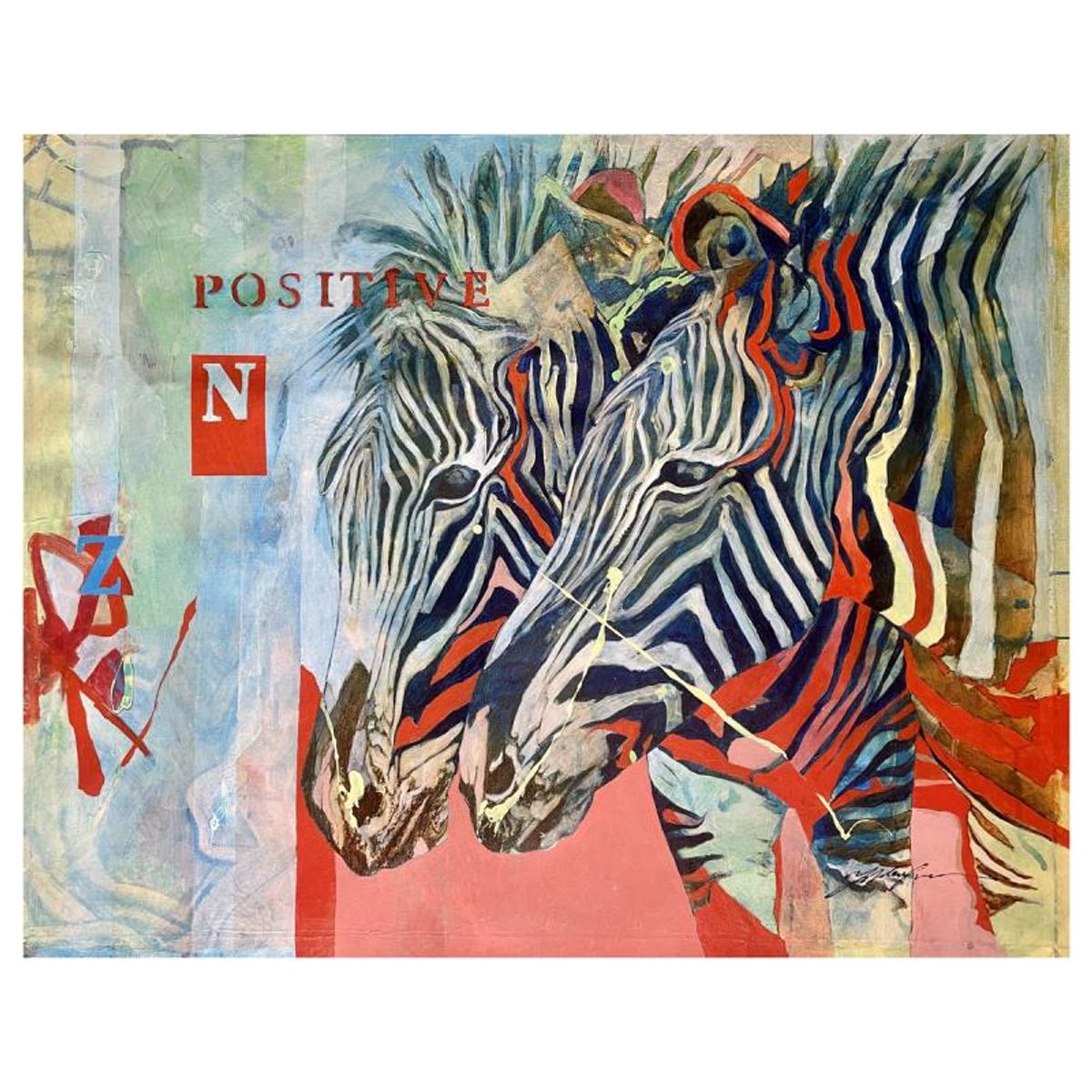 Wolfson, "Positive Red" Hand Signed Original Painting on Canvas with Letter of Authenticity.