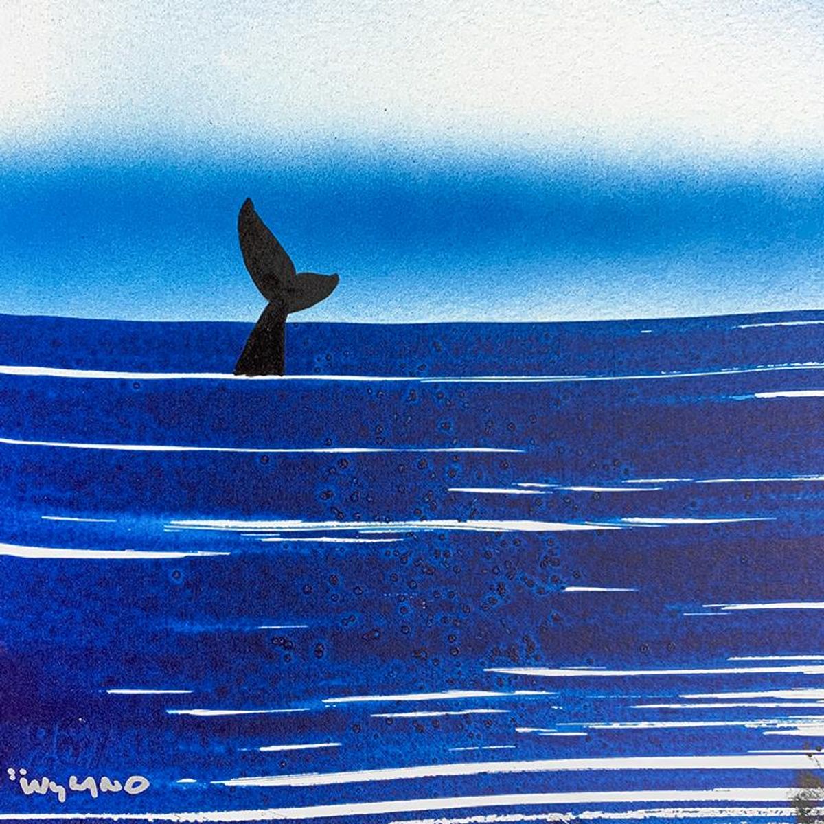 Wyland, "Fluke" Framed, Hand Signed Original Painting with Letter of Authenticity.