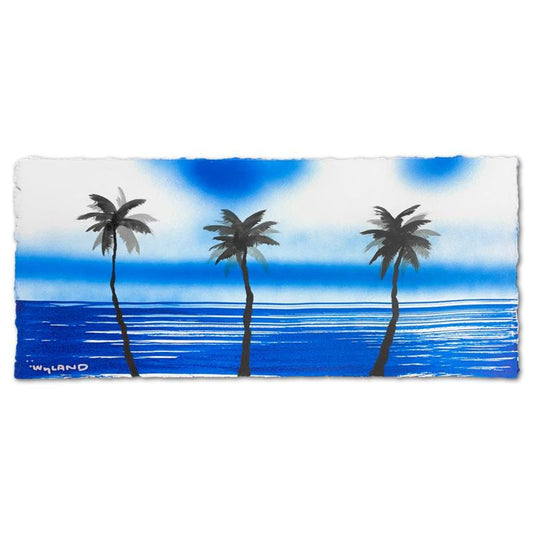 Wyland, "Palm Trees" Framed, Hand Signed Original Painting with Letter of Authenticity.