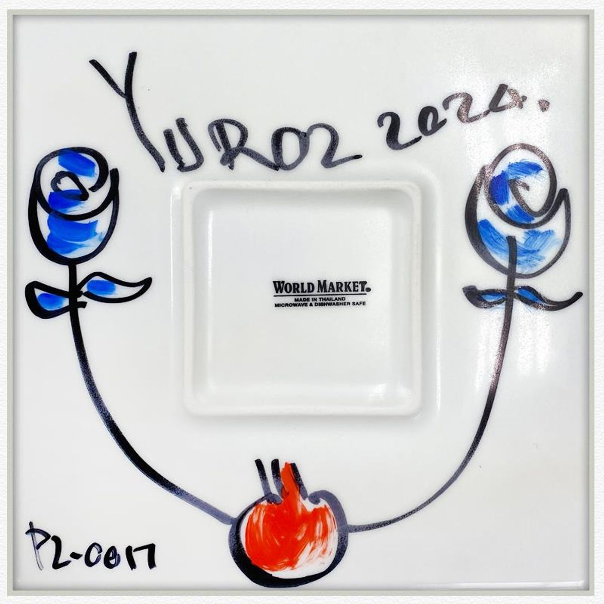 Yuroz, Framed Hand Painted Ceramic Plate, Hand Signed with Letter of Authenticity.