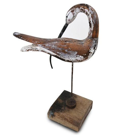 Guy Taplin- Painted Carved Wood "Preening Curlew"