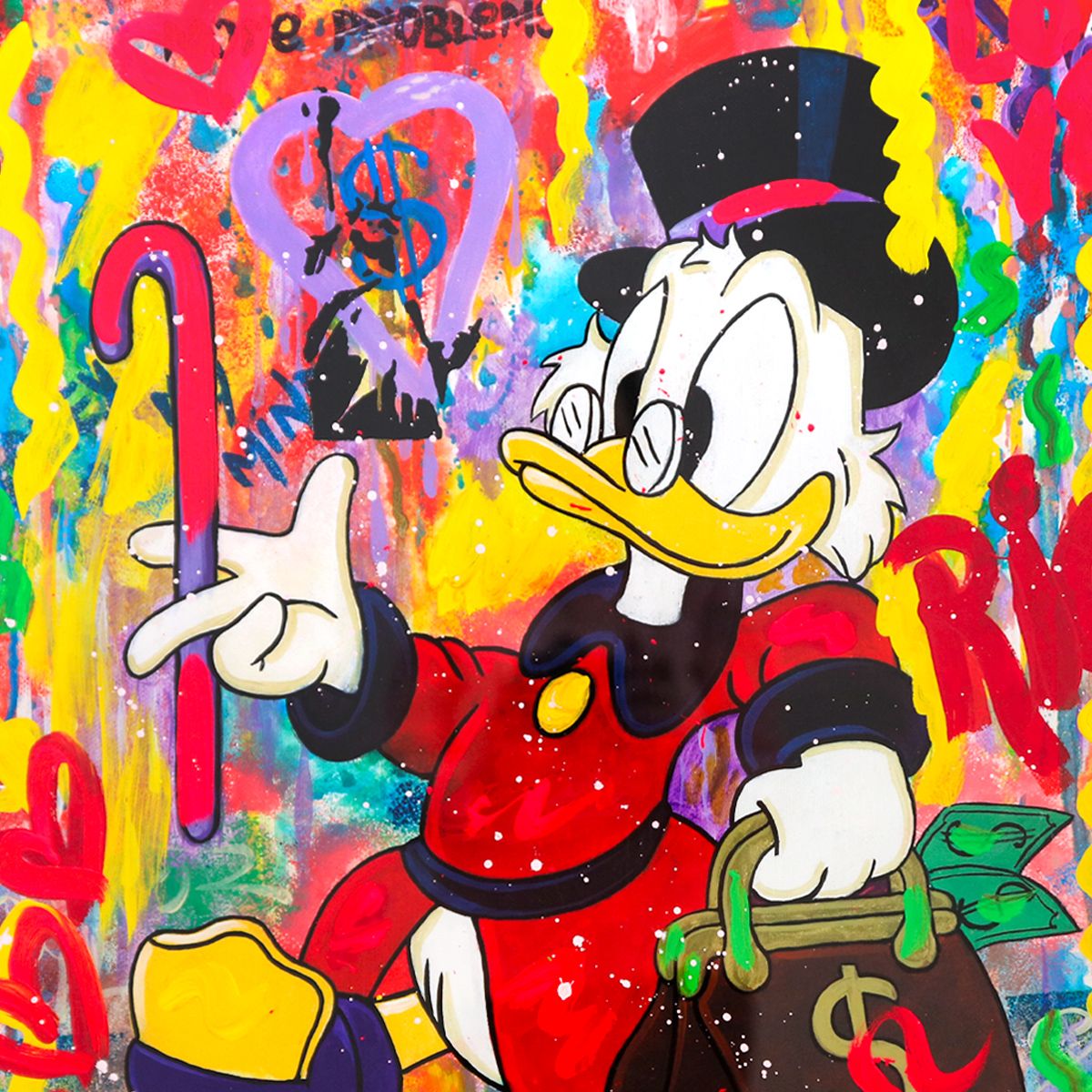 Nastya Rovenskaya- Original Mixed Media on Deckle Edge Paper "Uncle Scrooge"