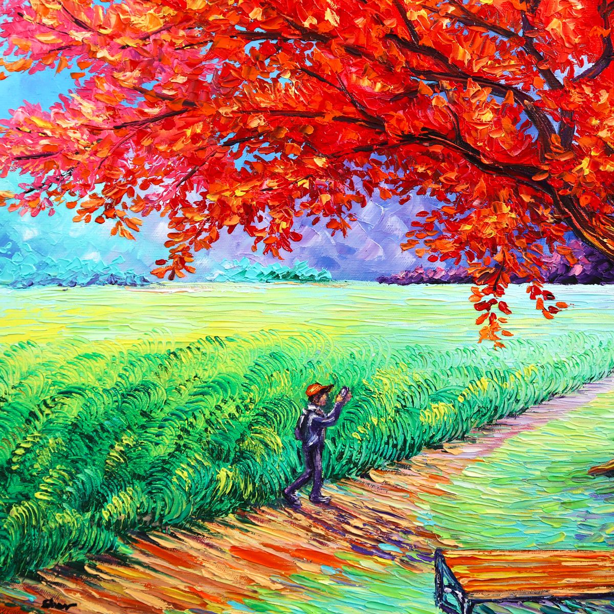 Svyatoslav Shyrochuk- Original Oil on Canvas "Autumn’s Quiet Crossing"