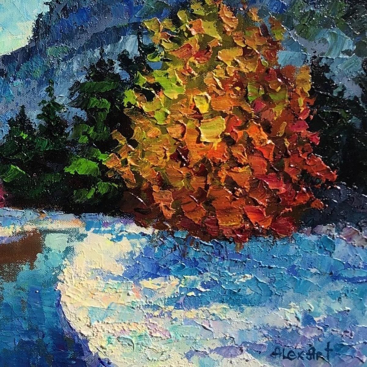 Alexander Antanenka, "Snow Melody" Hand Signed Original Painting on Canvas with Letter of Authenticity.