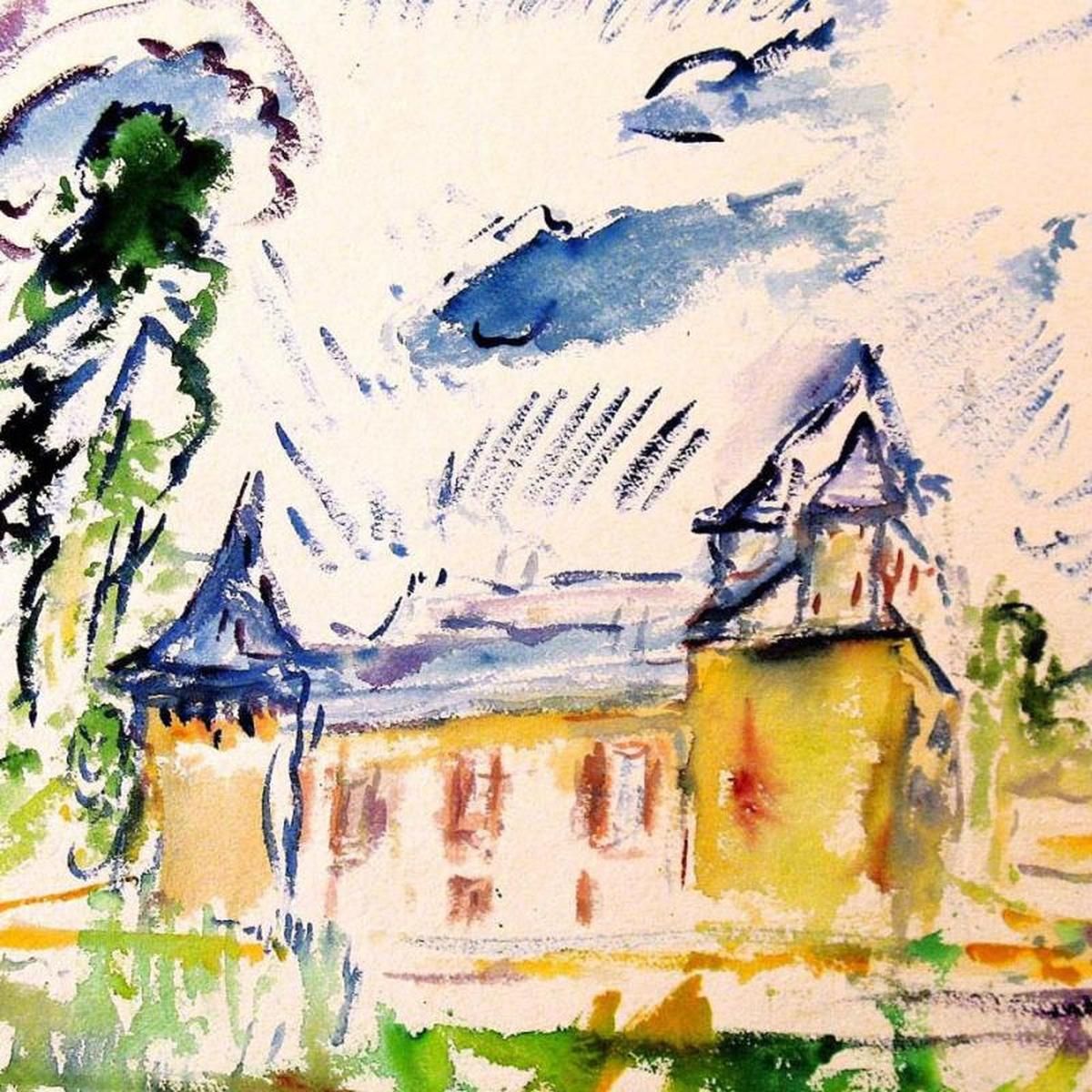 Wayne Ensrud "Chateau Olivier, Bordeaux, France" Watercolor Original Artwork; Hand Signed; COA