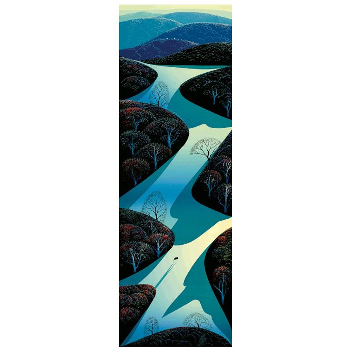 Eyvind Earle (1916-2000), "Fields Ascending" Limited Edition Serigraph. Hand Signed and Certificate of Authenticity.