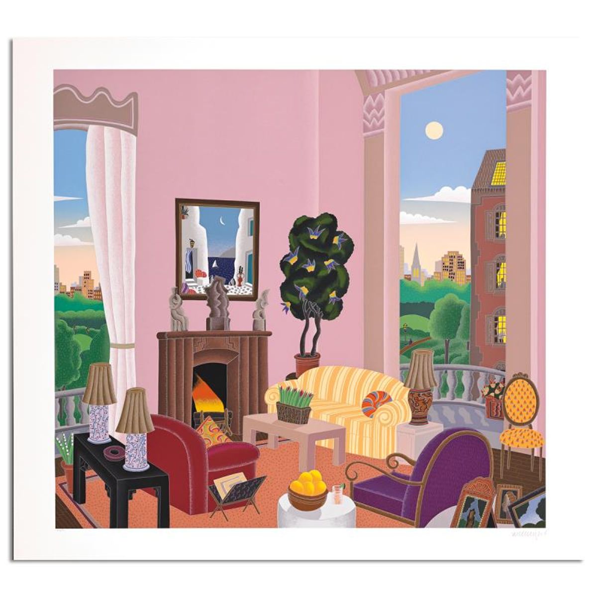 Thomas Mcknight, "Beacon Hill" Limited Edition Serigraph, Numbered and Hand Signed with Letter of Authenticity.