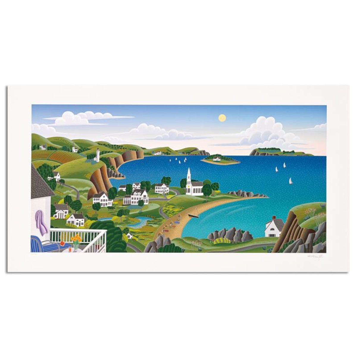 Thomas Mcknight, "Maine Cove" Limited Edition Serigraph, Numbered and Hand Signed with Letter of Authenticity.