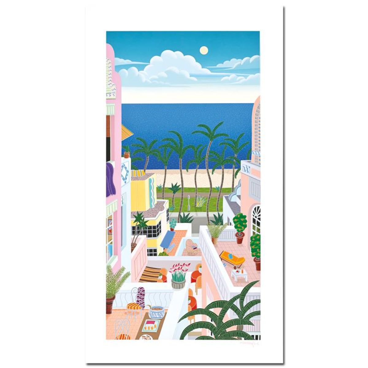 Thomas Mcknight, "Miami Beach" Limited Edition Serigraph, Numbered and Hand Signed with Letter of Authenticity.