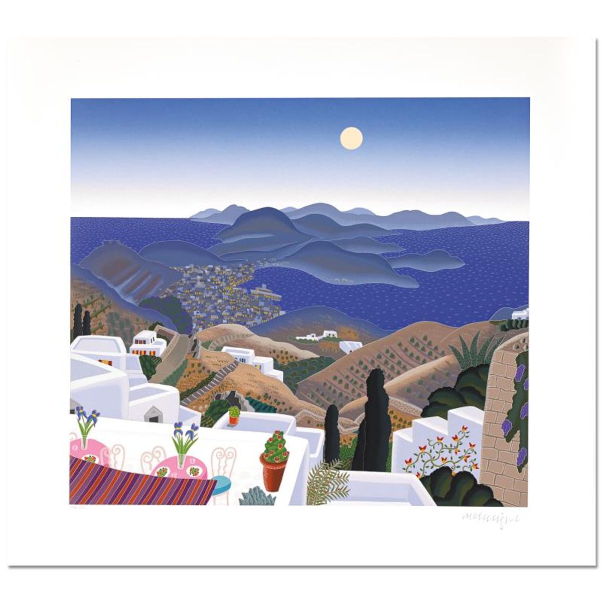 Thomas Mcknight, "Skala Evening (Patmos Suite)" Limited Edition Serigraph, Numbered and Hand Signed with Letter of Authenticity.