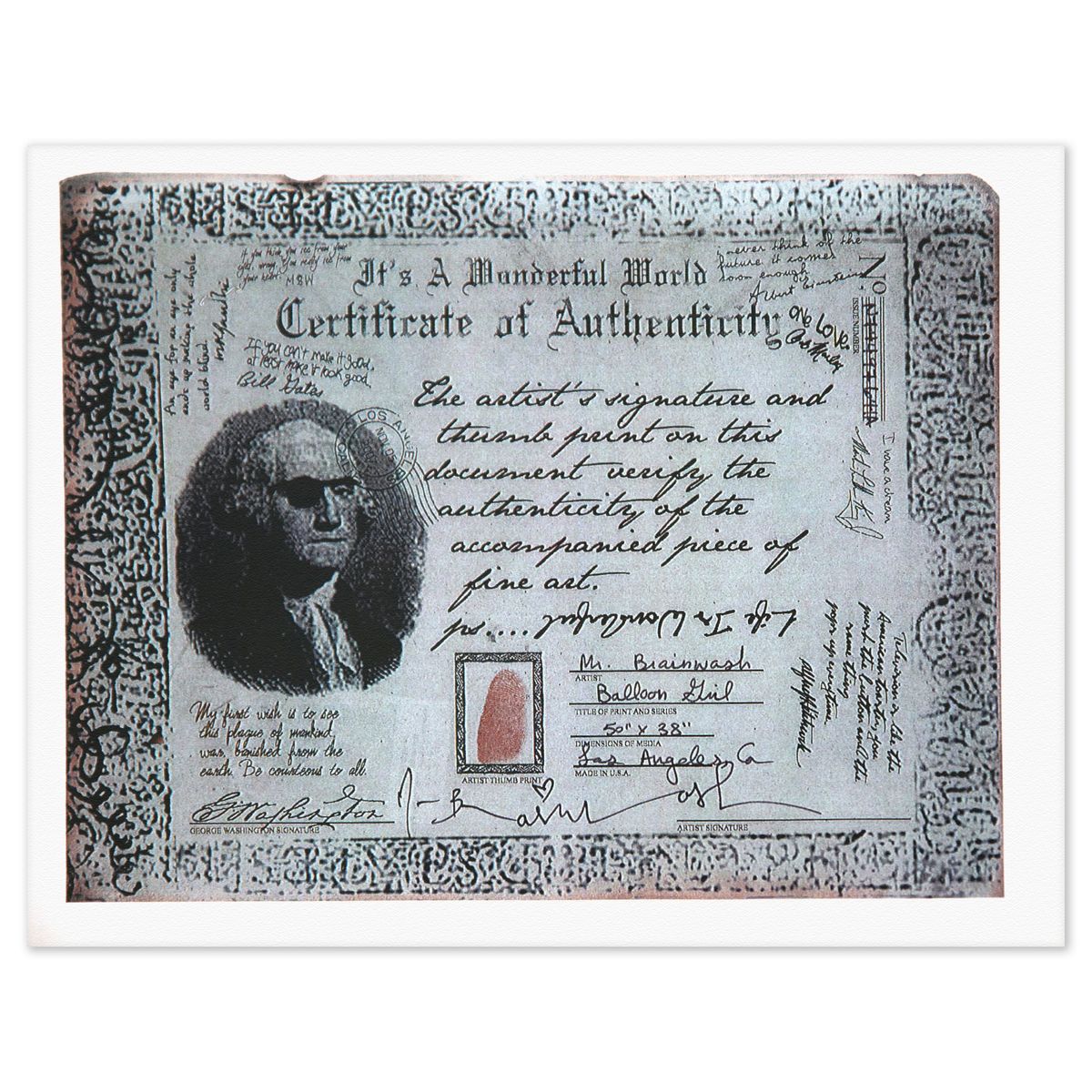 Mr. Brainwash- Original Mixed Media on Deckle Edge Paper "Balloon Girl"