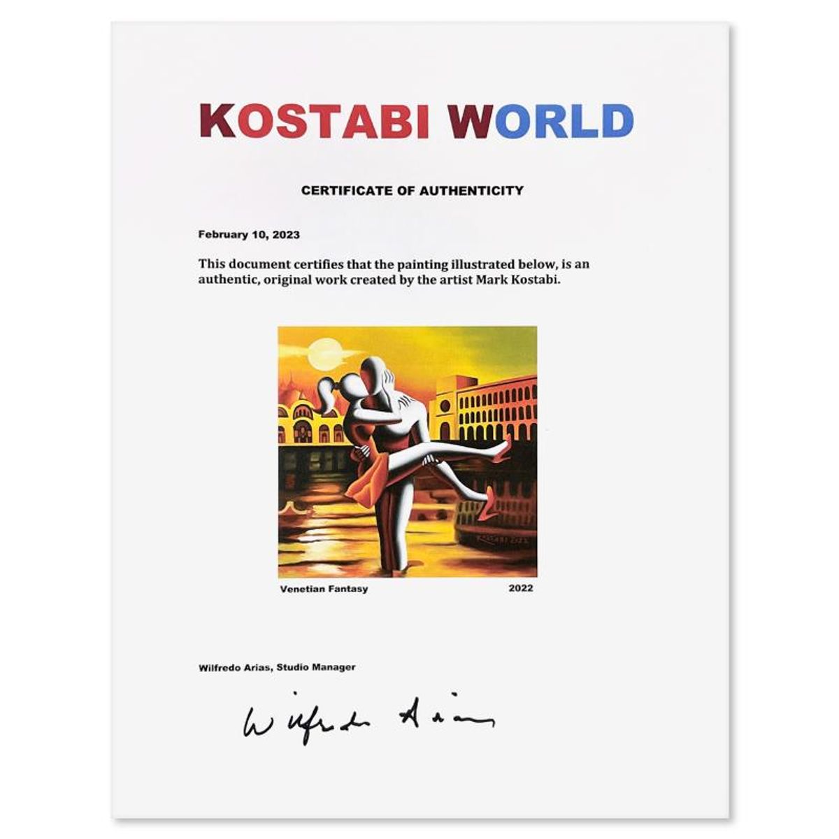 Mark Kostabi, "Venetian Fantasy" Framed Original Oil Painting on Canvas, Hand Signed with Letter of Authenticity